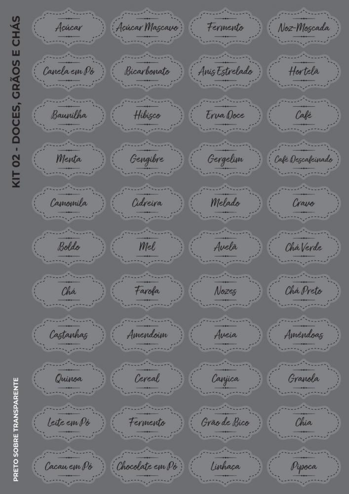 Etiquetas De Grãos, Chás E Doces