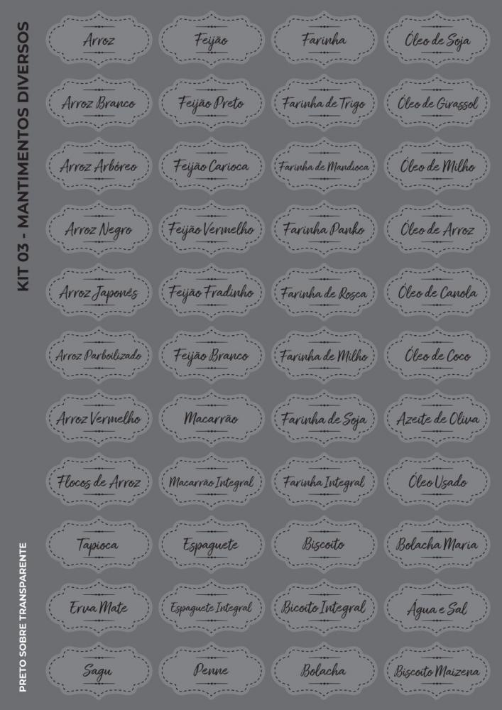 Etiquetas De Mantimentos