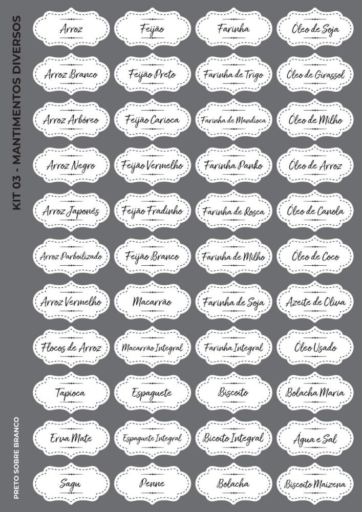 Etiquetas De Mantimentos
