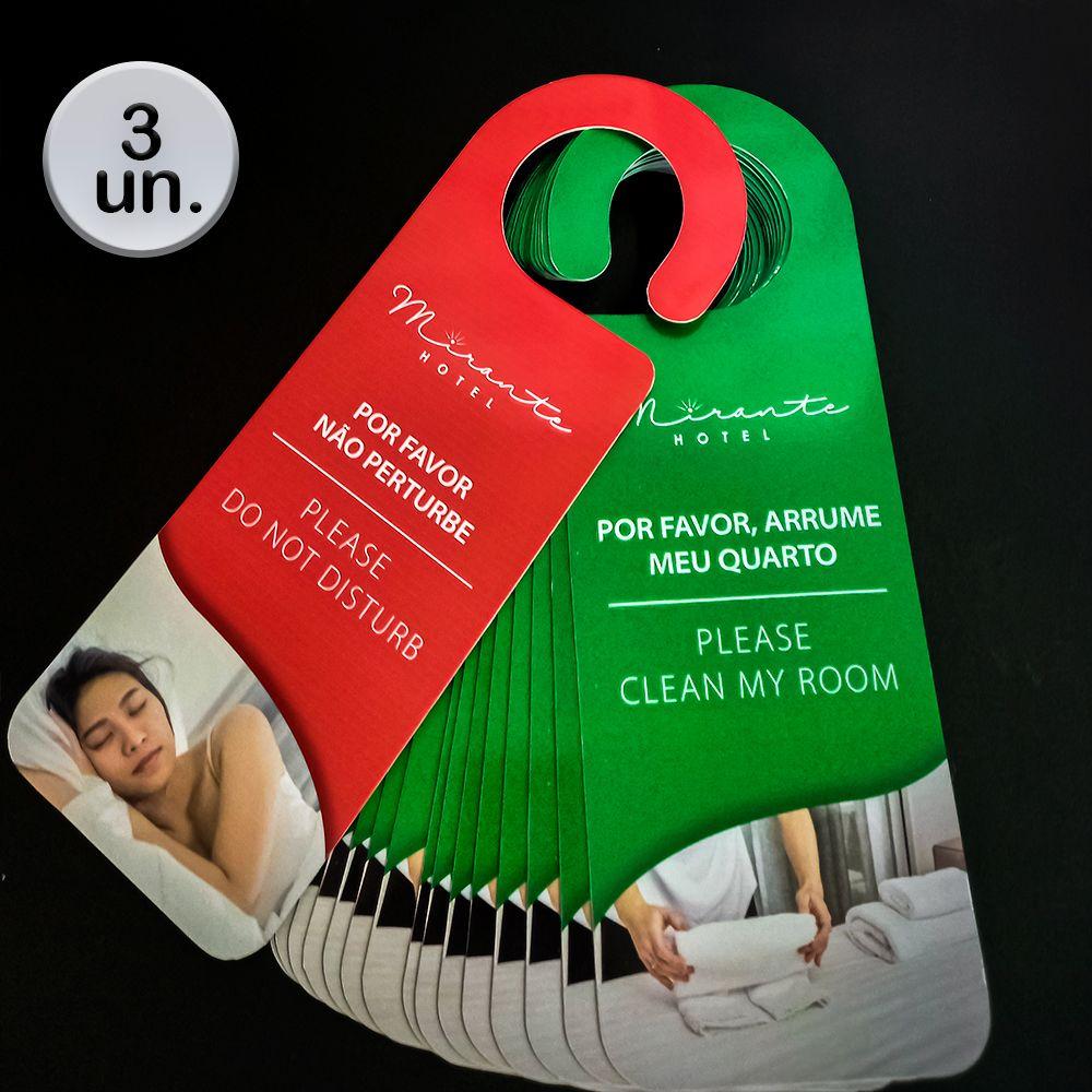 Kit 3 Aviso De Porta Personalizado Frente E Verso