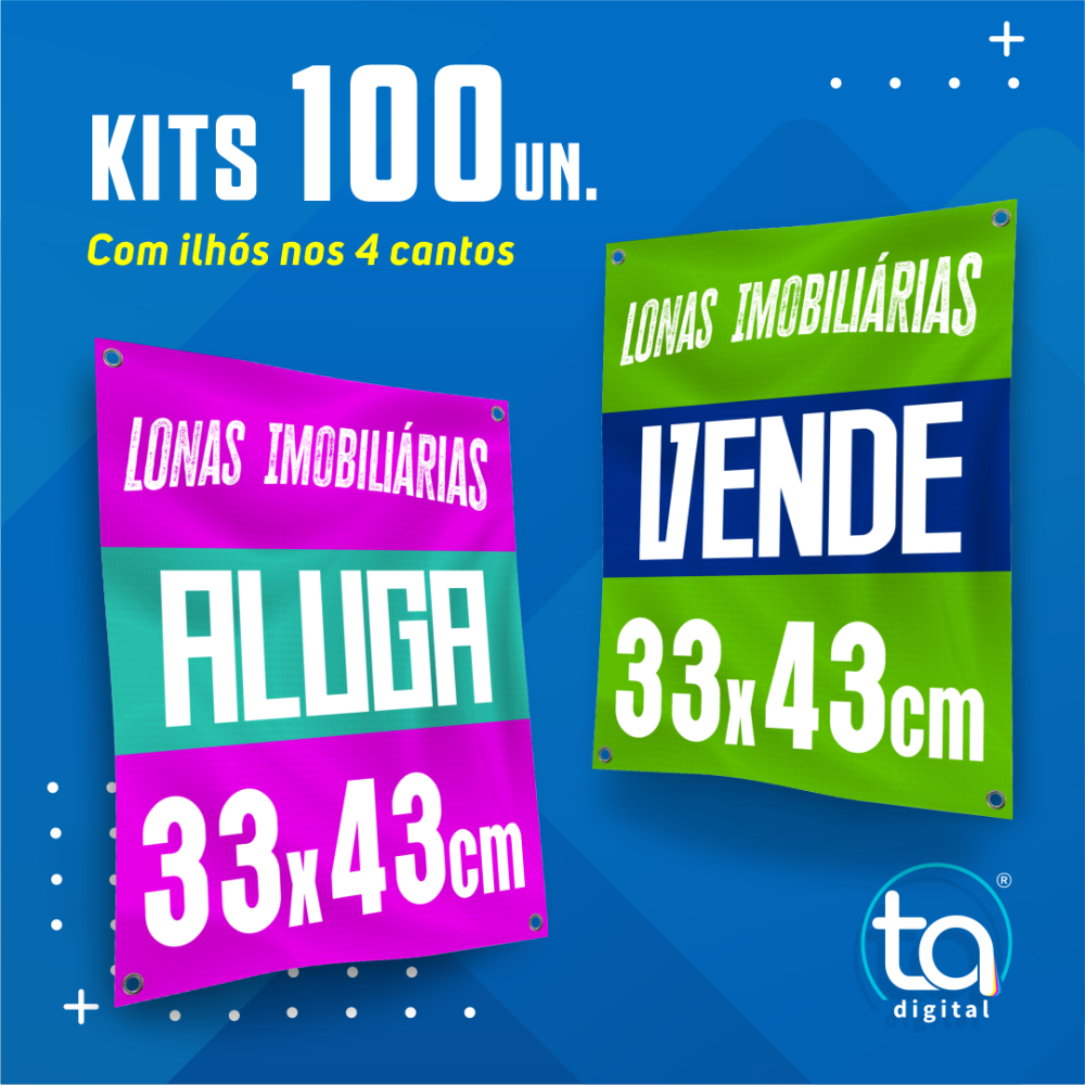 Kit Lonas Imobiliárias 33X43 100 Un