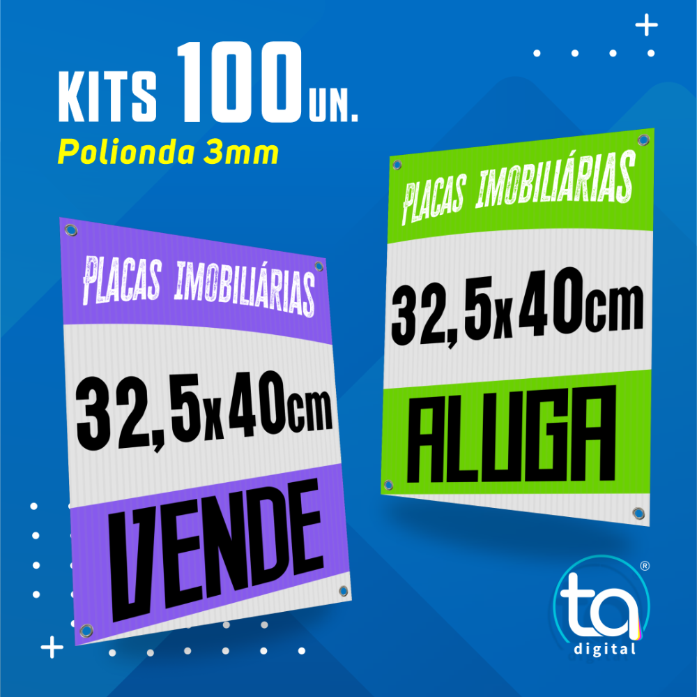 Kit Placas Imobiliárias 32,5X40 100 Un