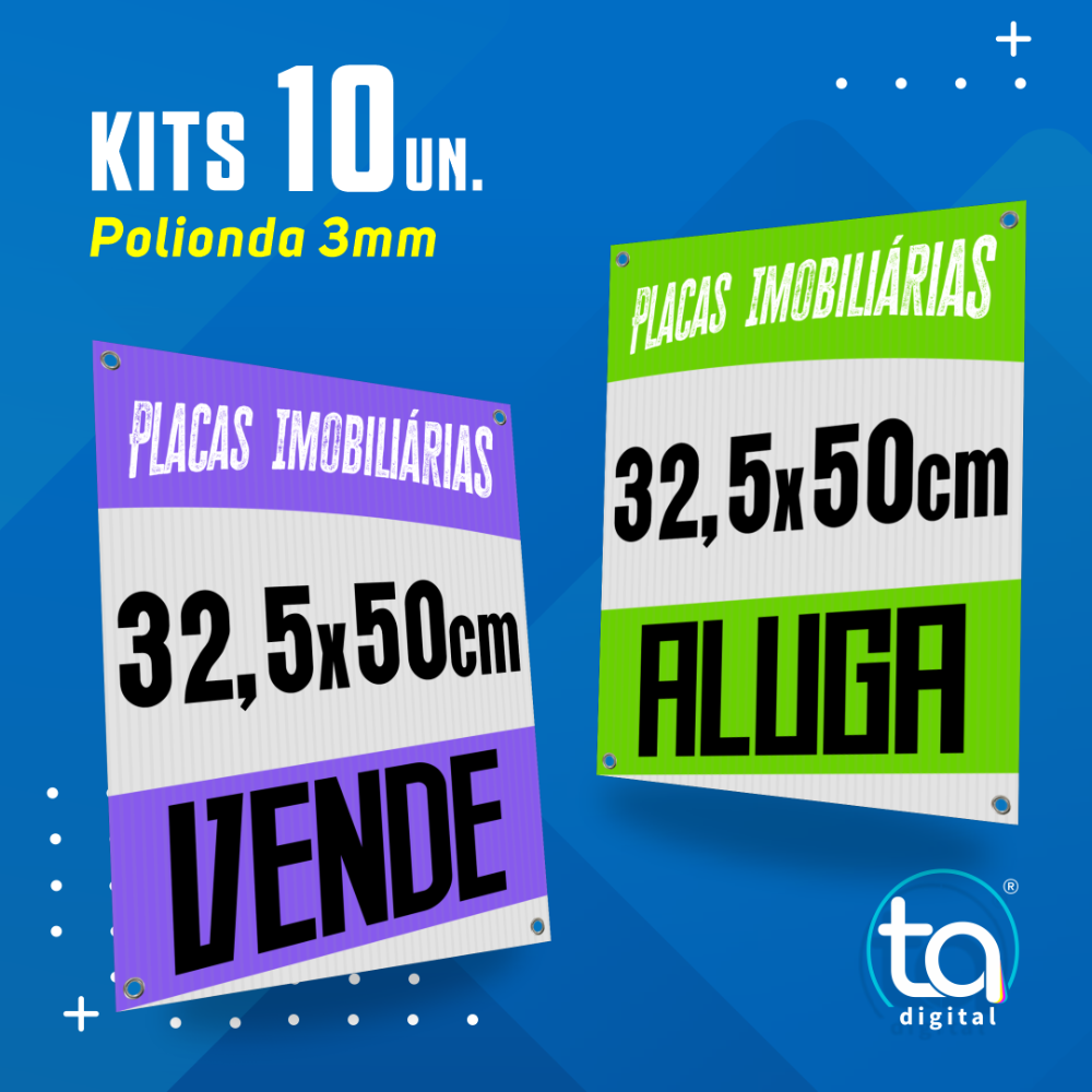 Kit Placas Imobiliárias 32,5X50 10 Un