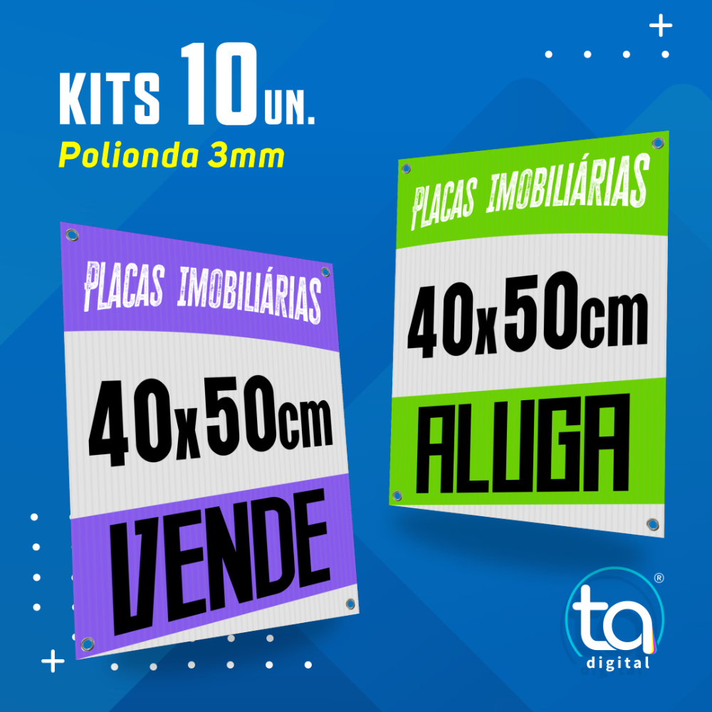 Kit Placas Imobiliárias 40X50 10 Un