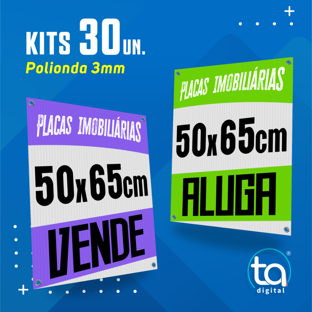 Kit Placas Imobiliárias 50X65 30 Un