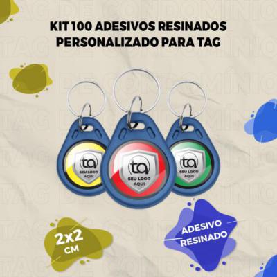 Kit 100 Adesivos Resinado Personalizados Para Tags De Condomínio