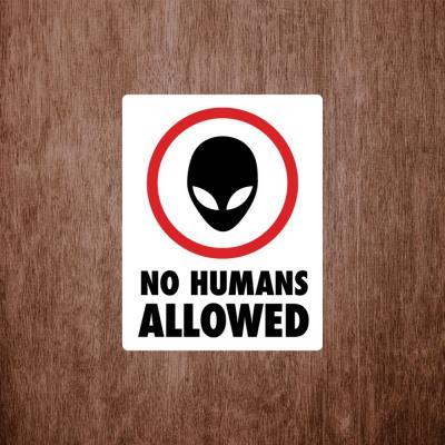 Placa Decorativa Alien No Humans 180X230Mm